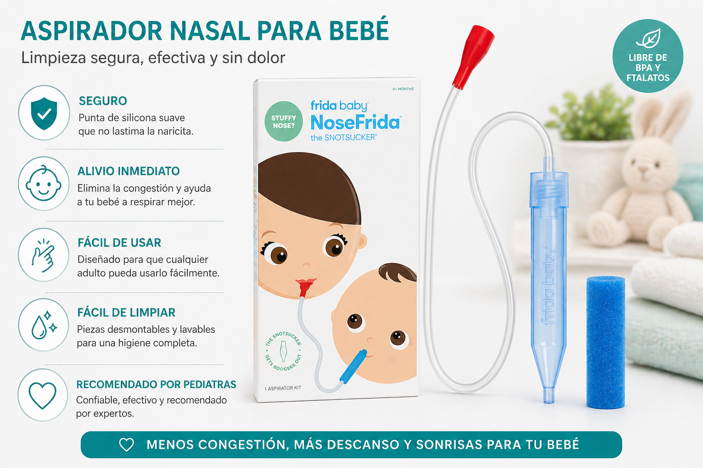Aspirador Nasal para Bebé – Limpieza Segura y Efectiva